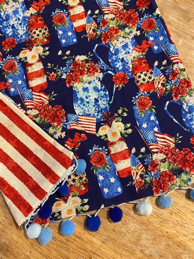 Handmade Patriotic Table Runner Floral Patriotic Table Runner Americana Floral Decor - Etsy