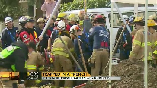 Oregon utility worker rescued from trench