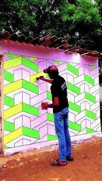 Simple Wall Painting | 3D Effect! 🤯 #wallart #art #painting #walldesign #3dwallart #viral #shorts