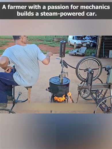 A farmer with a passion for mechanics builds a steam-powered car#fyp #foryoupage #foryou