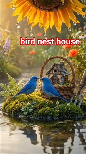 Magical Bird Love Under a Sunflower #birdnest #nature