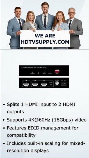 WolfPack 4K 60 Hz 1x2 HDMI Splitter With EDID, Auto-Scaling & Separate Audio