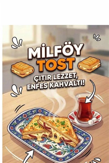 Börek tadında milföy tost ince belli çay ☕🥐 İzlerken canın çektiyse doğru yerdesin. 🧾 Malzemeler: • 2 adet milföy hamuru 🥐 • Sucuk (dilimlenmiş) 🌶️ • Kaşar peyniri (rendelenmiş) 🧀 👩‍🍳 Yapılışı (kısaca): Milföyleri tost makinesine yerleştir → sucukları diz → kaşarı ekle → üst milföyle kapat → kapağı yavaşça kapat. 💡 Püf Noktaları: • Milföyleri bastırma, kabarsın. • Kaşarı abartma, taşmasın. • Kapağı yavaş kapat, börek hissi korunsun. • Yanına ince belli çay koy, tamamdır ☕ 📌 Kaydet – son