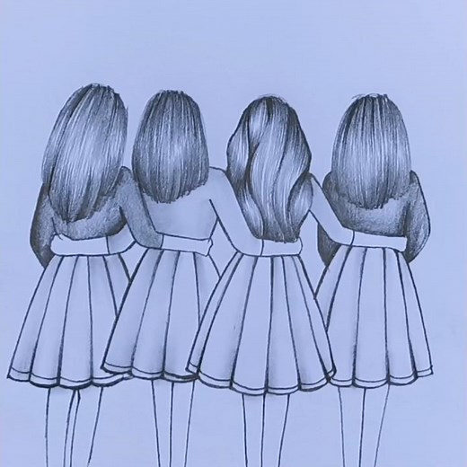 Four best friends 💝drawing #bestfriend #friendship #bff #girldrawing #drawing #howtodraw #shrorts