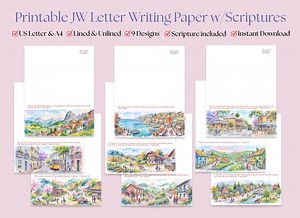 JW Letter Writing Paper Printable | Scripture Stationery Set | Ministry Letter Template | A4 & US Letter Lined and Unlined Digital Download - Etsy UK