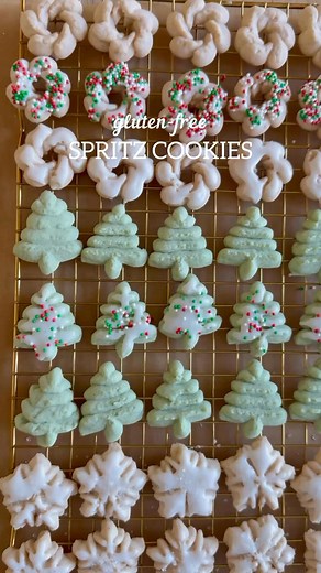 GF Spritz Cookies! 🎄 This is my fool-proof gluten-free recipe that's easy to press out and makes cookies that hold their shape while baking. They're buttery and so delicious! Check it out here: https://meaningfuleats.com/gluten-free-spritz-cookies/ #glutenfree #glutenfreebaking #glutenfreespritzcookies #christmascookies #glutenfreechristmascookies #glutenfreerecipes | Meaningful Eats