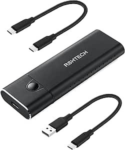 M.2 NVMe SATA SSD Enclosure RSHTECH Aluminum M.2 NVMe Adapter RTL9210B chip USB 3.1/3.2 Gen 2 10Gbps to NVMe PCIe and SATA M-Key(B+M Key) Portable SSD Reader, Tool-Free, UASP Trim(RSH-329)