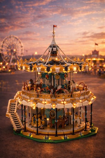 Incredible LEGO Carousel 🎠 | Beautiful LEGO Amusement Ride MOC #lego #legomoc #legocarousel #legofair #legoart @LEGO