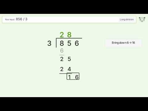 Long Division Problem 856/3: Step-by-Step Video Solution