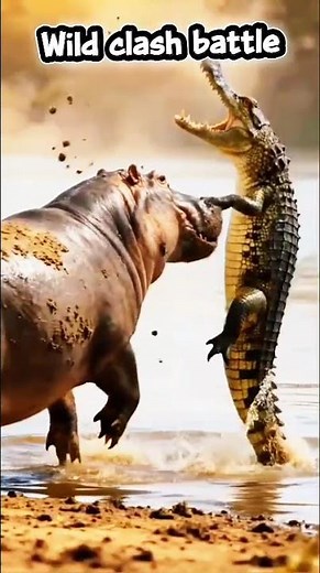 Brutal Clash! Hippo vs Crocodile on the African River