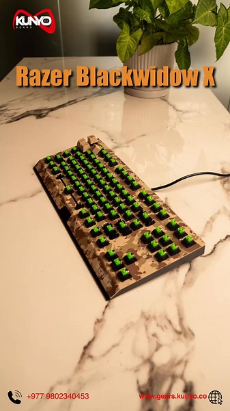 Elevate your gaming with the Razer BlackWidow X Tenkeyless CFHD Edition! ✨ Features: ✔ ABS KeyCaps for durability ✔ Iconic Razer Green Mechanical Switch for precision ✔ Compact 87-key layout for seamless performance ✔ Fully programmable keys for personalized control ✔ Breathing light for ultimate ambiance 💥 Dominate the battlefield with every keystroke! #KunyoGears #RazerBlackWidow #GamingKeyboard