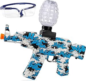 Automatic Gel Gun AKM-47 Splat Gun Blaster, Electric Water Gun for Outdoor Activities, Ages 14+,Blue