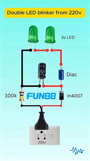 Electrical_44 on Instagram: "220V Double LED Blinker Circuit | Simple AC LED Flasher #electronics #reels"