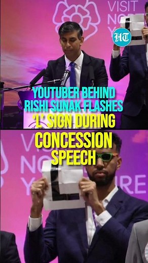 YouTuber Behind Rishi Sunak Flashes ‘L’ Sign During Concession Speech | #UKElections