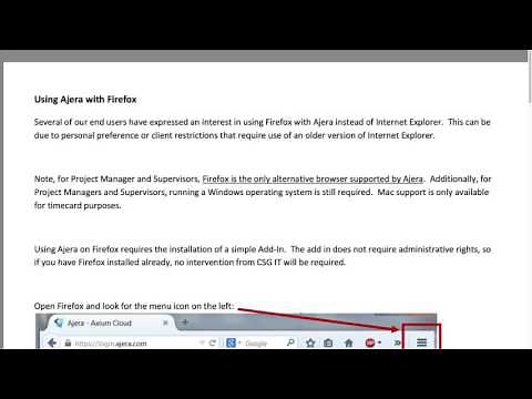 Ajera Login & Supported Browsers
