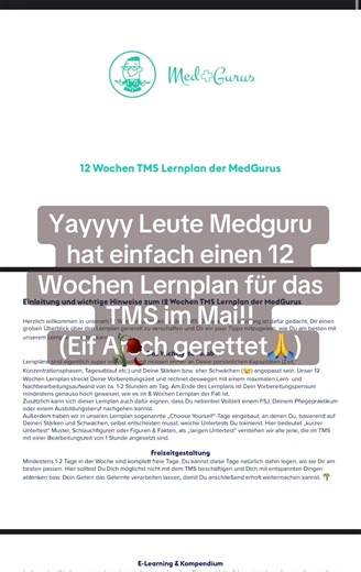 12 Wochen Lernplan für TMS im Mai von MedGurus