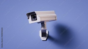 looping 3d animation. Wall mounted surveillance camera rotate left and right and record video. Paranoid obsession with security