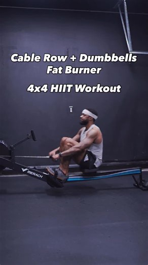 25 reactions · 7 comments | 4x4 HIIT Workout- Cable Rower + Dumbbells Time: 20 Minutes Thrusters 30 Sec Rest 30 Seconds Db Snatch 30 Sec Rest 30 Seconds Split Squats (L) 30 Sec Rest 30 Seconds Split Squats (L) 30 Sec Rest 30 Seconds 4 minutes on the @merachfit Cable Rower Rest 2 Minutes and Repeat #hiit #homeworkouts #fatburner #cablerower #norwgian4x4 | Omar.fit | Facebook