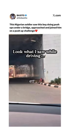 This Nigerian soldier saw this boy doing push ups under a bridge, approached and joined him on a push up challenge❤️ | Sloggaonline.com