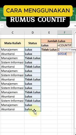 CARA MENGGUNAKAN RUMUS COUNTIF #excel #countif #tipsexcel #excelpemula