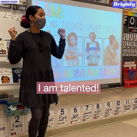 MoNique Waters, a kindergarten teacher, says the affirmations were inspired by Will.i.am’s song “What I Am” from Sesame Street. https://gma.abc/2YYkCxK | Good Morning America