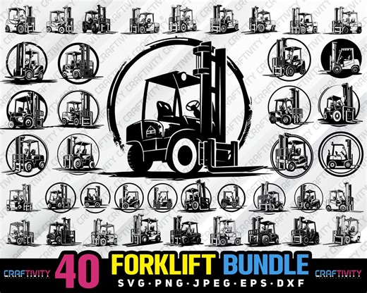 Forklift Vector Art Bundle, Commercial Use (svg, Png, Jpg, Eps, Dxf) - Etsy