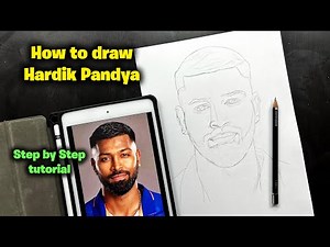 How to draw Hardik Pandya Step by Step // sketch outline tutorial for beginners | IPL 2025