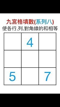九宮格填數(系列八): 簡單快速填九宮格 #數學思考 #小學數學 #小學奧數 #趣味數學 #好玩的數學