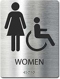 ADA-Mark Modern Restroom Sign for Business - ADA Compliant Braille Bathroom Sign with Easy Installation - 6" W x 8" H