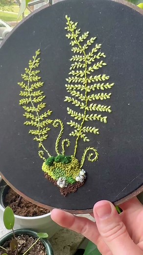 Embroidered Fern and Moss Hand Embroidery Tutorial