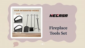HECASA Firewood Rack with Fireplace Tools Set Indoor Fireplace Wood Holders Outdoor Log Holders Rack Lumber Storage Stacking Log Bin Tool Set Accessories