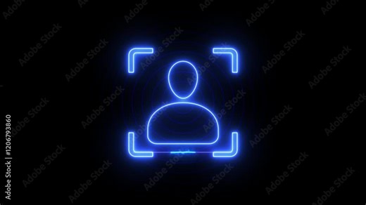 Facial identification scanner icon and biometric medical research concept. Face identification scanner icon. Face Id Cyber Security