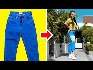 32 COOL JEANS HACKS || Simple DIY Clothes Decor Ideas!