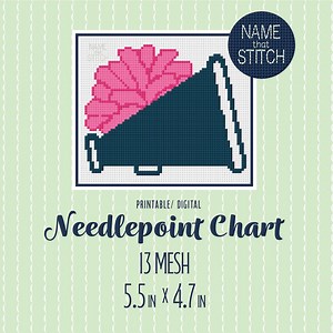 Cheer Needlepoint Pattern Chart • Megaphone With Pom Pom - Etsy