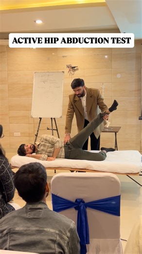 Aadya Multispeciality Physiotherapy Rehabilitation Centre on Instagram: "The Active Hip Abduction Test is used to evaluate how well a person can maintain a neutral pelvis while actively moving the leg into abduction. It helps identify deficits in lateral hip stability, core control, and lumbopelvic motor coordination. During the test, the patient actively abducts the hip while the clinician observes for pelvic tilt, rotation, trunk compensation, or loss of neutral alignment. Poor control may ind