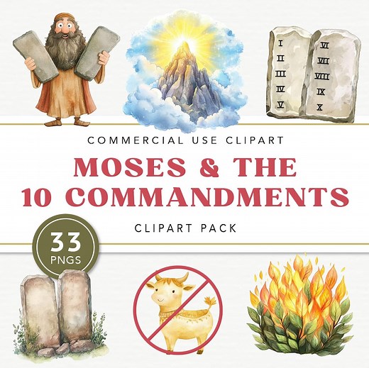 Moses and 10 Commandments Clip Art, Religious Art for Kids, Bible Story Graphics, Cute Illustrations for Crafts, Commercial Use - Etsy