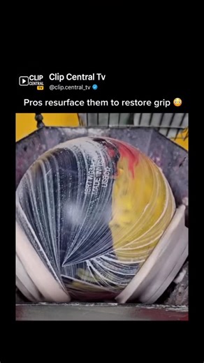 Clip Central on Instagram: "Professional bowlers don’t just replace their balls — they resurface them. Over time, bowling balls lose traction as oil, scratches, and wear change how they react on the lane. This process restores the ball’s surface by sanding and smoothing it to specific grit levels, bringing back grip, control, and consistency. That tiny surface change can completely alter performance. Follow @explaining for more satisfying engineering and behind-the-scenes processes. . . #bowling