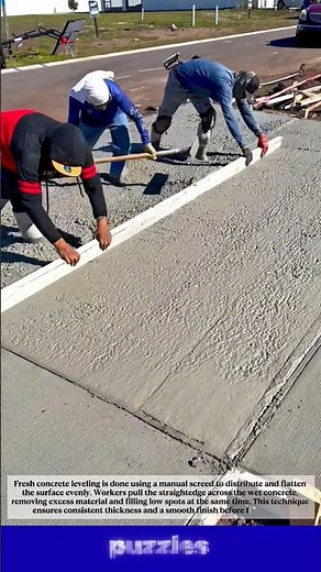 Perfect Concrete Leveling with Manual Screed | Satisfying Road Work