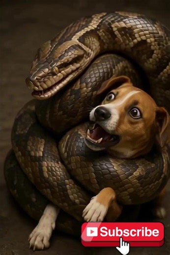Giant Snake Attacks Dog