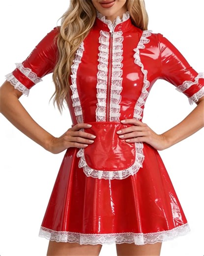 Women PVC Leather Servants Maid Dress Maid Cosplay Costume Role Play Maid Uniform Anime Cosplay Party Costume - Etsy