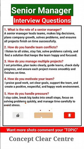Senior Manager Job Interview Questions and Answers to ace your Dream Job