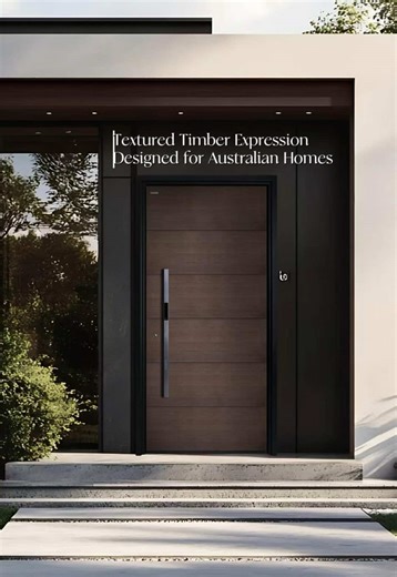 A study in material depth. The embossed wood-grain surface introduces a refined relief — light and shadow move naturally across the panel, bringing warmth without compromising structure. It reads like timber. It performs like aluminium. Architectural presence. Built for modern Australian living. Premium Aluminium Entrance Doors · Crafted for Australian Homes #SydneyBuilders #MelbourneArchitects #CustomHomeAustralia #LuxuryHomesAU #australianproperty