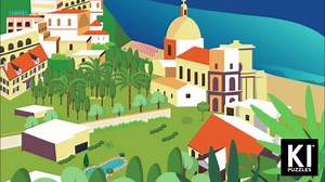 KI Puzzles 550-Piece Jigsaw Puzzle – Omar Escalante Travel Amalfi – 24x18” Vibrant Coastal Italy Puzzle for Adults & Teens, Challenging Amalfi Coast Landscape Scene