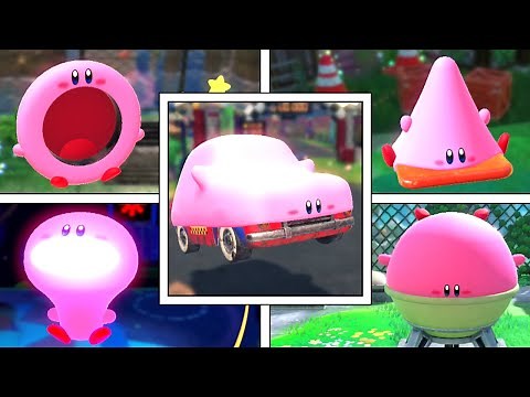 Kirby And The Forgotten Land - All Mouthful Mode Transformations + Death Animations