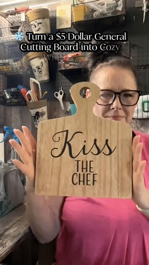 One $5 cutting board… endless possibilities! ❤️ Today I’m sharing the winter side of my reversible Dollar General cutting board makeover. I love projects like this because you can use any printable, family saying, seasonal image, or favorite design to create something that’s uniquely yours. The recessed center makes decorating even more fun! Add a battery-operated candle, mini florals, greenery, pinecones, ornaments, or other embellishments to give it your own personal touch. Budget-friendly cra