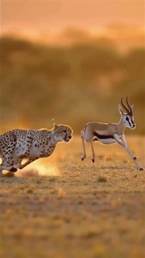 A Thrilling Chase: Cheetah Hunts Gazelle on the African Savanna!