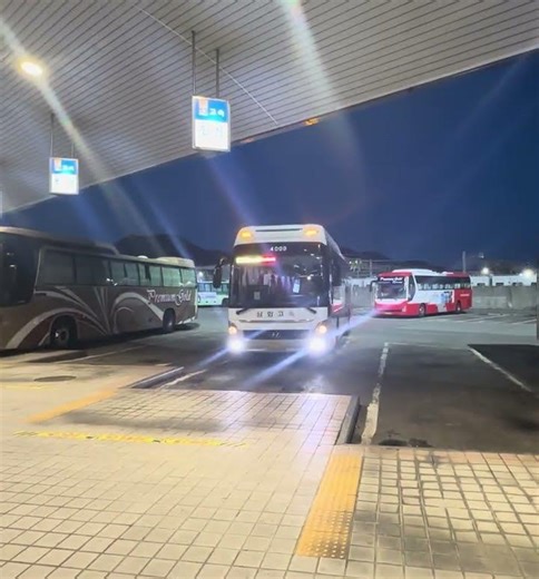 부산 노포동 터미널 인천행 13번 승차홈으로들어오는 삼화고속 버스 영상