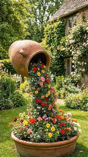 Floating Flower Pot Garden Illusion | Creative Backyard Flower Design