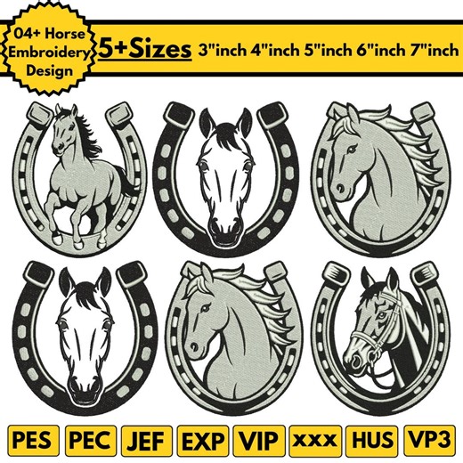 Horse Machine Embroidery Designs Animal Embroidery Designs Mini Horse Embroidery Horse Embroidery Pattren Pes File 5 sizes Instant Downloads - Etsy