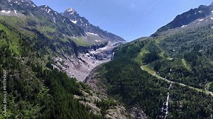 Argentiere Glacier Among The Landscapes Of Chamonix, France, Aerial View
